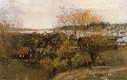 Alfred Wahlberg Landscape stamp Vaxholm painting